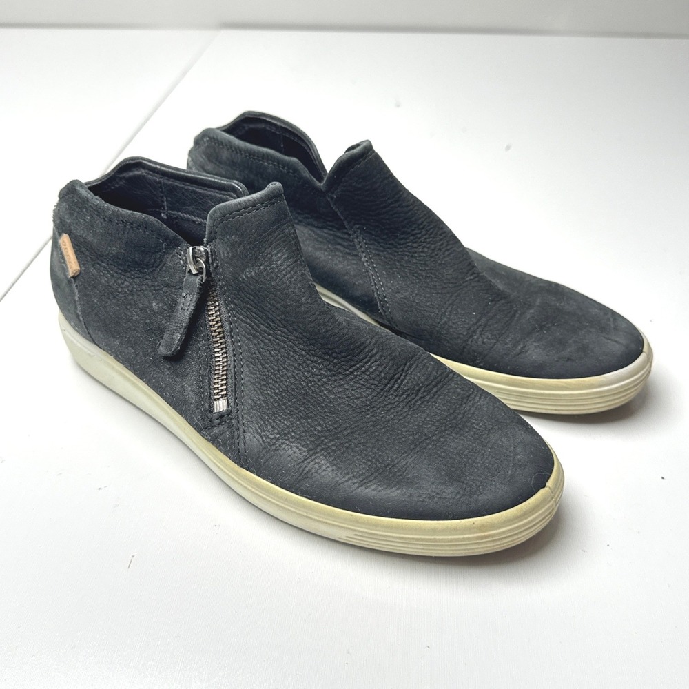ECCO Soft 7 Tred Zip Black Leather Ankle Sneakers Shoes Womens 40 US 9-9.5